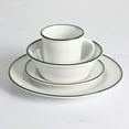thumbnail image 2 of Martha Stewart Cliffield 16 Piece Dinnerware Set, Black Rim, White, Fine Ceramic, 2 of 7