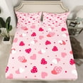 thumbnail image 3 of Feelyou Cute Love Heart Twin Sheet Sets for Kids, Happy Valentines Day Twin Fitted Sheet, Cartoon Pink Princess Flat Sheet, Luxury Bedroom Decor, 3 Pieces, 3 of 8