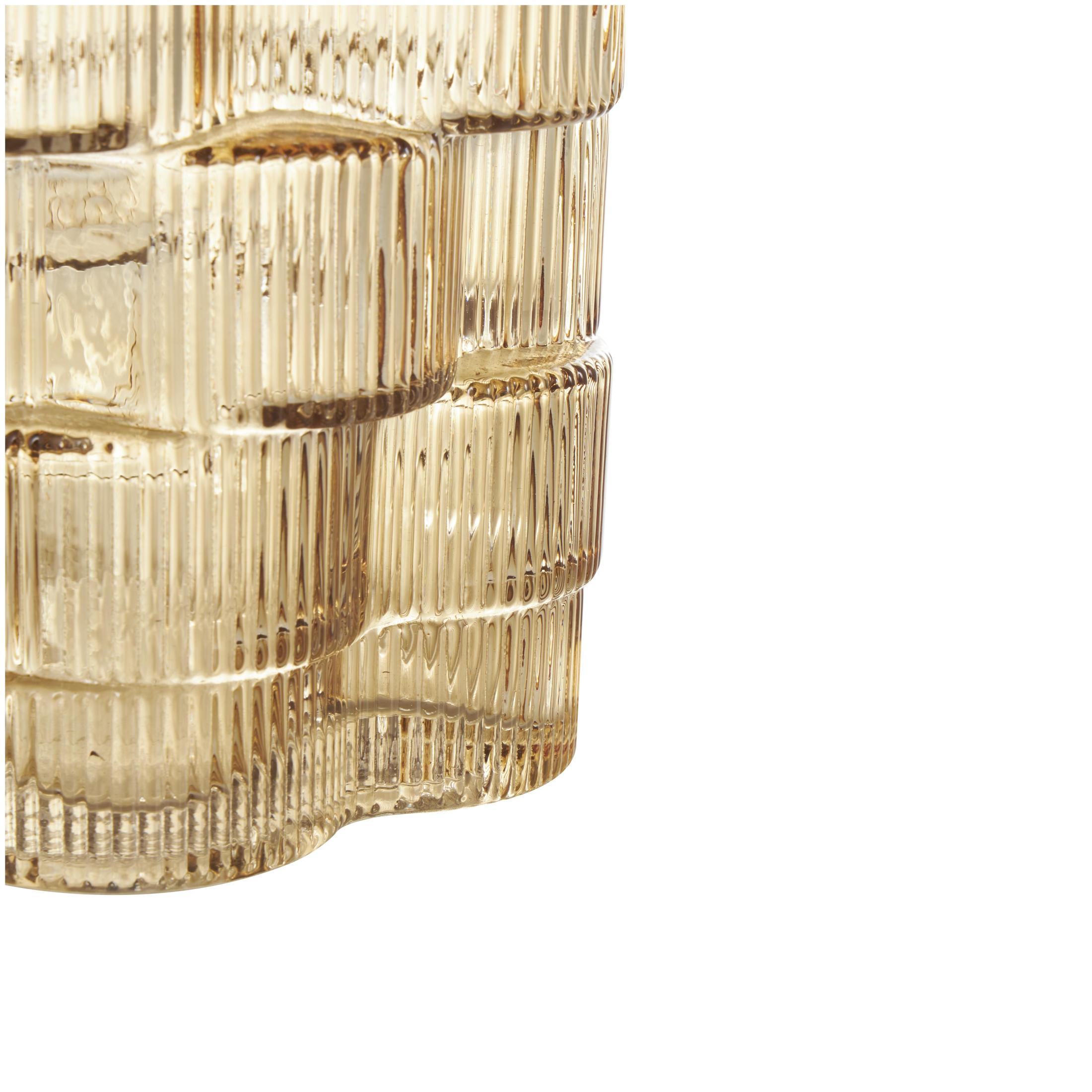 DecMode 12", 9"H Floral Ribbed Stacked Brown Glass Vase, Set of 2