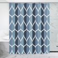 thumbnail image 1 of Cortina de ducha geométrica azul Egeo, diseño impermeable y poliéster, juego de cortinas de ducha de tela azul para baño W 72 x H 72, 1 of 5