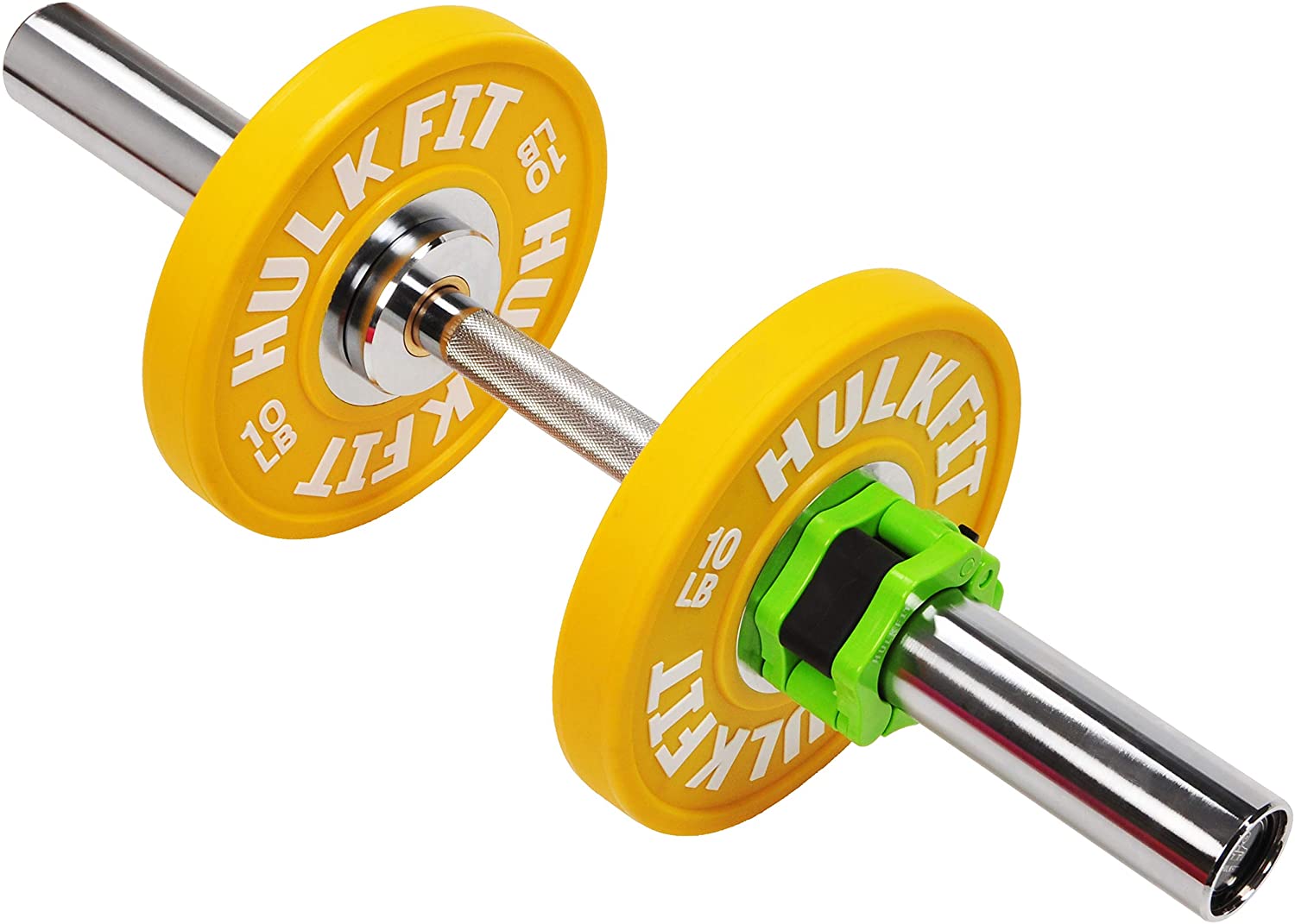HulkFit Color Coded 2 inch Dumbbell Bumper Plate with Steel Hub, Single, 10 Pounds