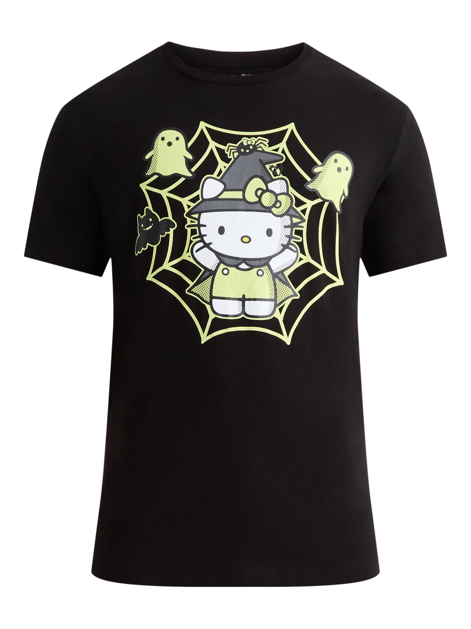 Hello Kitty Men's and Big Mens Glow in the Dark Halloween Graphic Tee, Sizes XS-3XL