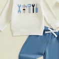 thumbnail image 4 of Ulanda Toddler Baby Boy Fall Winter Outfit Excavator Embroidered Long Sleeve Sweatshirt Elastic Jogger Pant 2 Pcs Clothes (White, 6-12 Months), 4 of 4