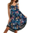 thumbnail image 1 of Dresses for Women 2023 HIMIWAY Women's Summer Solid Print Loose Sexy Cool Round Neck Sling Dress Dark Blue XXL, 1 of 4