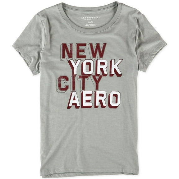 Aeropostale Womens Block New York City Graphic T-Shirt, Grey, Juniors, X-Small