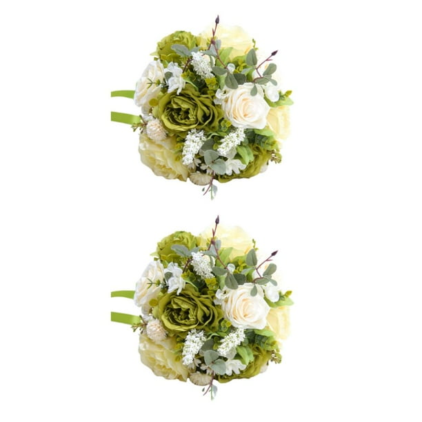 Ramo de flores artificiales Yuarrent para boda evento decoración Verde 2piezas
