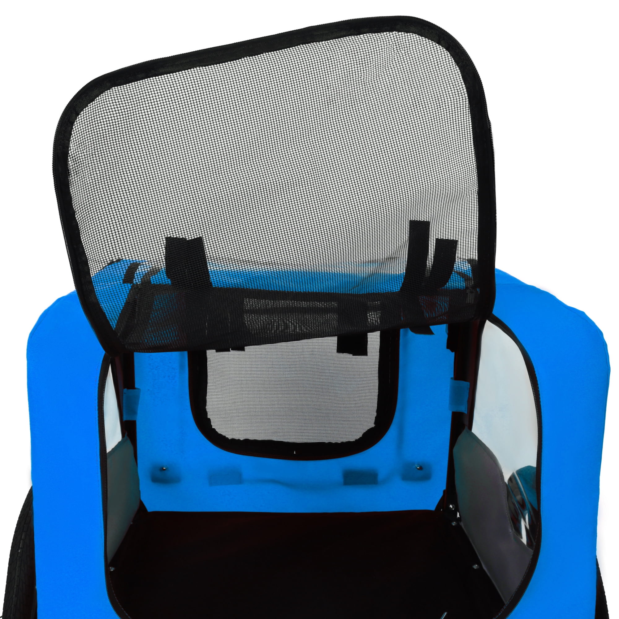 Leumius Pet Bike Trailer Dog Cart for Bicycle, Easy Folding Cart Frame, Quick Release Wheel, Non-Slip Floor, Internal Leash for Small and Medium Pets Blue