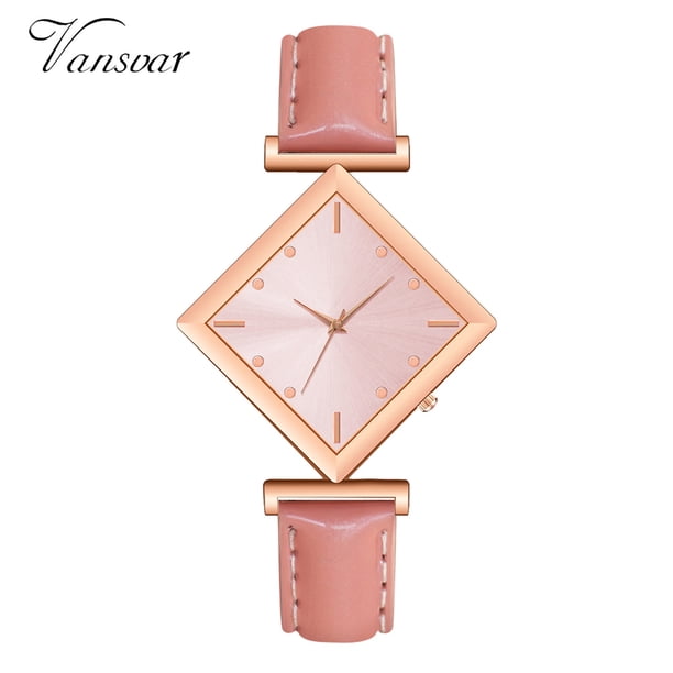 Reloj de cuarzo para mujer, relojes para mujer VANSVAR Reloj de pulsera analógico con correa de cuero de cuarzo informal para mujer Reloj de acero inoxidable