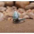 thumbnail image 4 of Solid 925 Sterling Silver Ring For Womens, Larimar Ring Gemstone Unique Handcrafted Ring For Her, 4 of 6