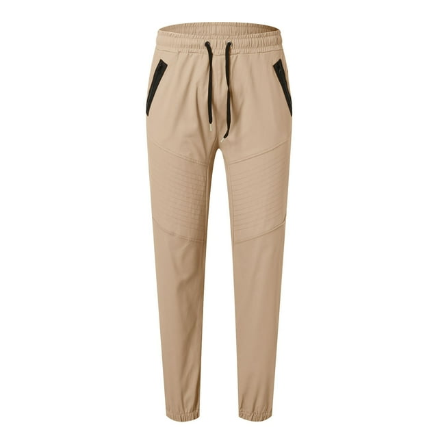 VBARHMQRT Horse Riding Pants Mens Casual Mid Waist Pants Sports Drawstring Pants with Zipper Pockets