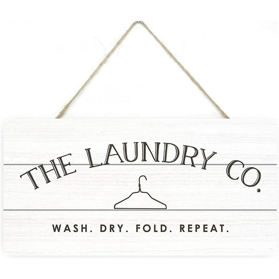 The Laundry Co Wash Dry Fold Repeat Wooden Plank Sign 5x10