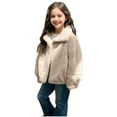 thumbnail image 2 of NAISIBABY Girls Faux Fur Coat, Thermal Lined Fuzzy Warm Buckle High Neck Winter Fashion Jackets Beige 3T, 2 of 9