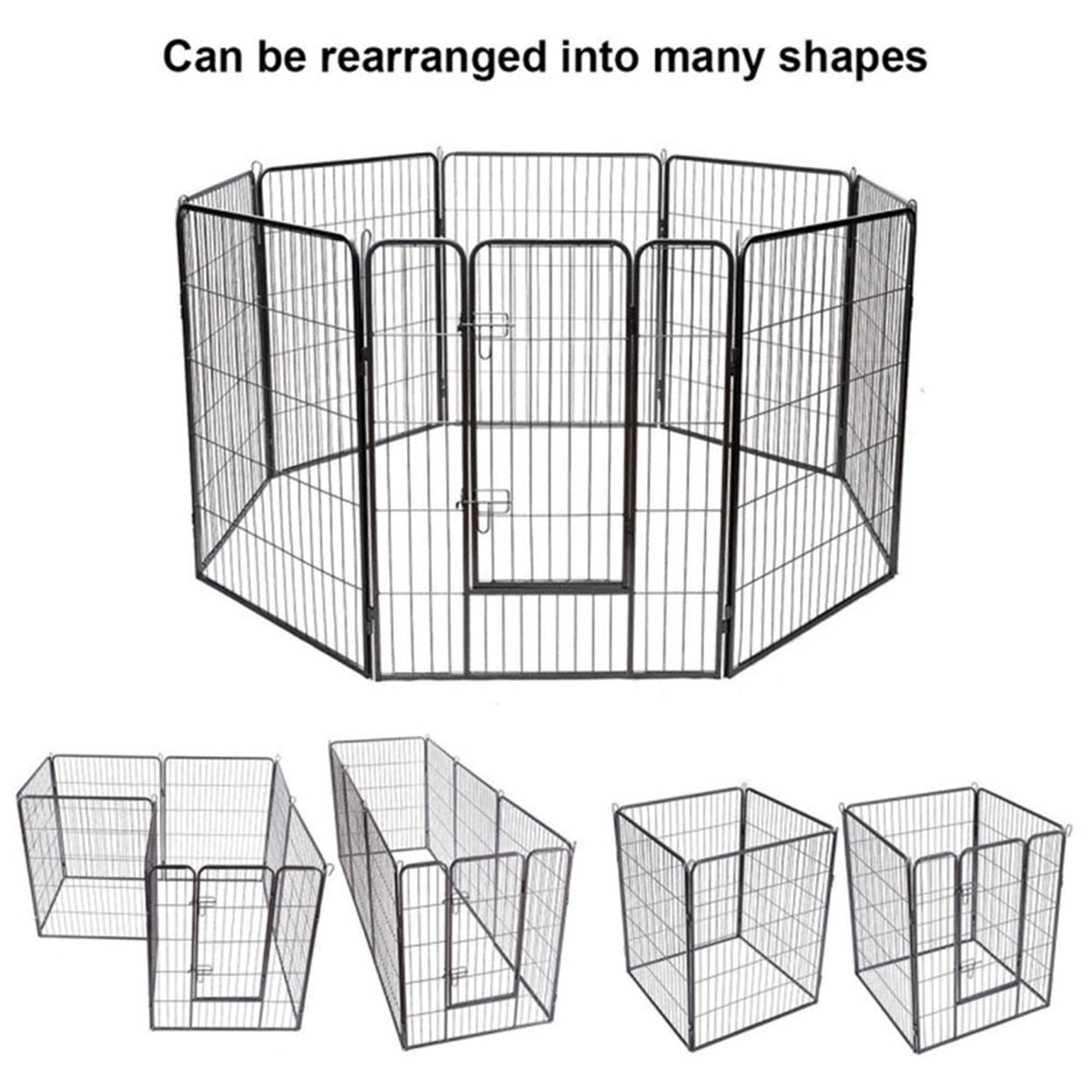 Pefilos 31.5"x40" Dog Playpen Outdoor 8-Panels Dog Pen Large Indoor Metal Puppy Pet Playpen for Small Dogs Run Fence, Black