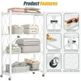 thumbnail image 5 of Furnibear 4-Tier Folding Storage Shelves with Wheels, Foldable Metal Rack, Collapsible Shelves for Garage, Kitchen, Basement, White, 5 of 8