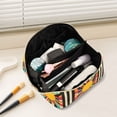 thumbnail image 2 of FORMRS Makeup Bag Travel Cosmetic Organizer for Women Fold Flat Zipper Pouch with Handle, Geometric Sun, 2 of 8