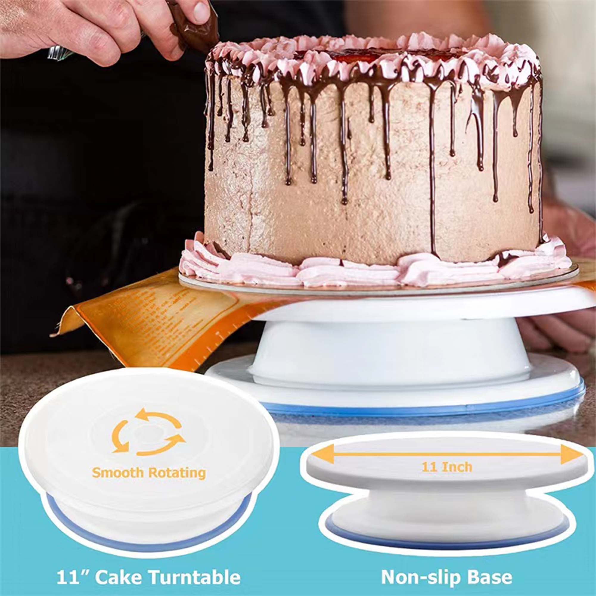 6 Pcs Cake Decorating Kit, 11 Inch Rotating Cake Turntable for