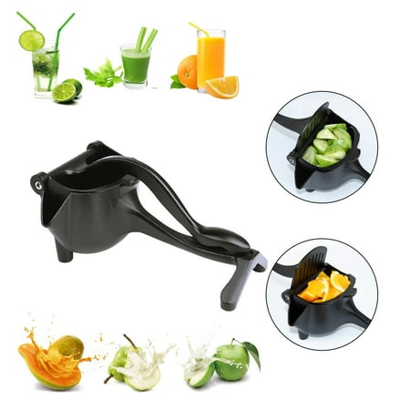 

HUNLUYEN Manual Citrus Juicer Hand Press Lemon Squeezer Heavy Duty Juice Metal Aluminum Alloy Squeezer for Lime Orange Apple Fruit (Black)