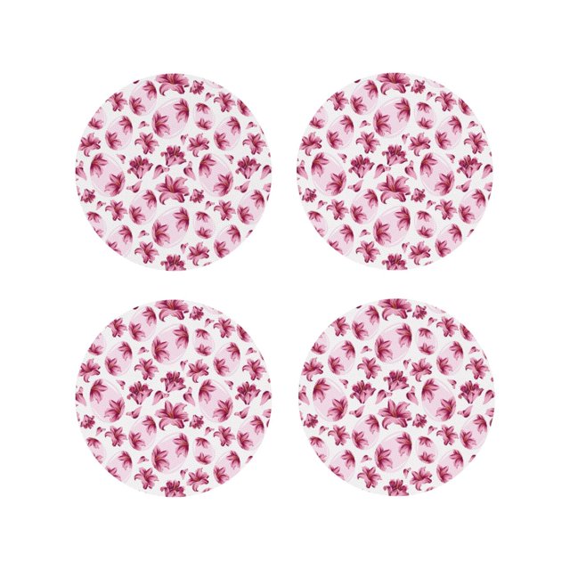 Easygdp sous-Verres en Cuir Ou Fleurs de Lys Ensemble de 4 sous-Verres, Antidérapants, Résistants à la Chaleur pour Maison, Bureau, Cuisine (Rond, Carré, Octogone, Hexagone) - Forme Ronde