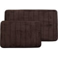 thumbnail image 4 of Lavish Home Set de Tapis de Bain à Rayures à Mémoire de Forme 67-16-C 2 Pièces - Chocolat, 4 of 4