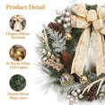 thumbnail image 2 of HOBLOC 24" Christmas Wreath with Lights, Outdoor Christmas Wreath for Front Door, Battery Operated Xmas Wreath with Gold Ball Ornaments Pine Cones Antlers for Home Holiday Decor, 2 of 7