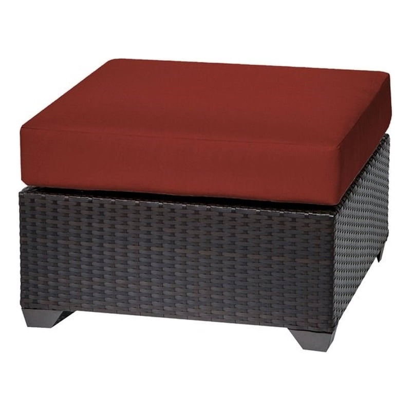 TKC Barbados Patio Wicker Ottoman in Terracotta