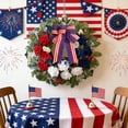 thumbnail image 6 of Independence Day Front Door Wreath, Artificial Green Leaves, Flowers and Bow Decor, Faux Floral Wreath for Indoor Outdoor Parties, Home and Garden Wall Decor, Patriotic 4th of July Accent, 20in, A, 6 of 8
