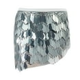 thumbnail image 2 of FAOWME Women's Skirt Sparkly Sequin Lace Up Waist Adjustable Comfortable Fashion Dance Mini Skirts For Party And Stage Performance,Silver,One Size, 2 of 4