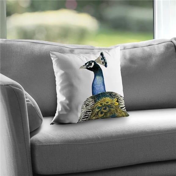 Begin Home Decor C1PT1414OWS1N4 14 x 14 in. Watercolor Peacock Bohemian Bird Throw Pillow - Home Decor