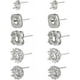 thumbnail image 1 of 5 pares de engarces para aretes de plata de ley 925 con 4 garras, 5 estilos, engarces planos y redondos con forma de garra y cabujón., 1 of 7