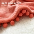 thumbnail image 3 of LOMAO Flannel Blanket Soft Throw Blanket with Pompom Fringe Lightweight Bed Blanket Fit Couch Sofa(60"x 80")(Coral), 3 of 9