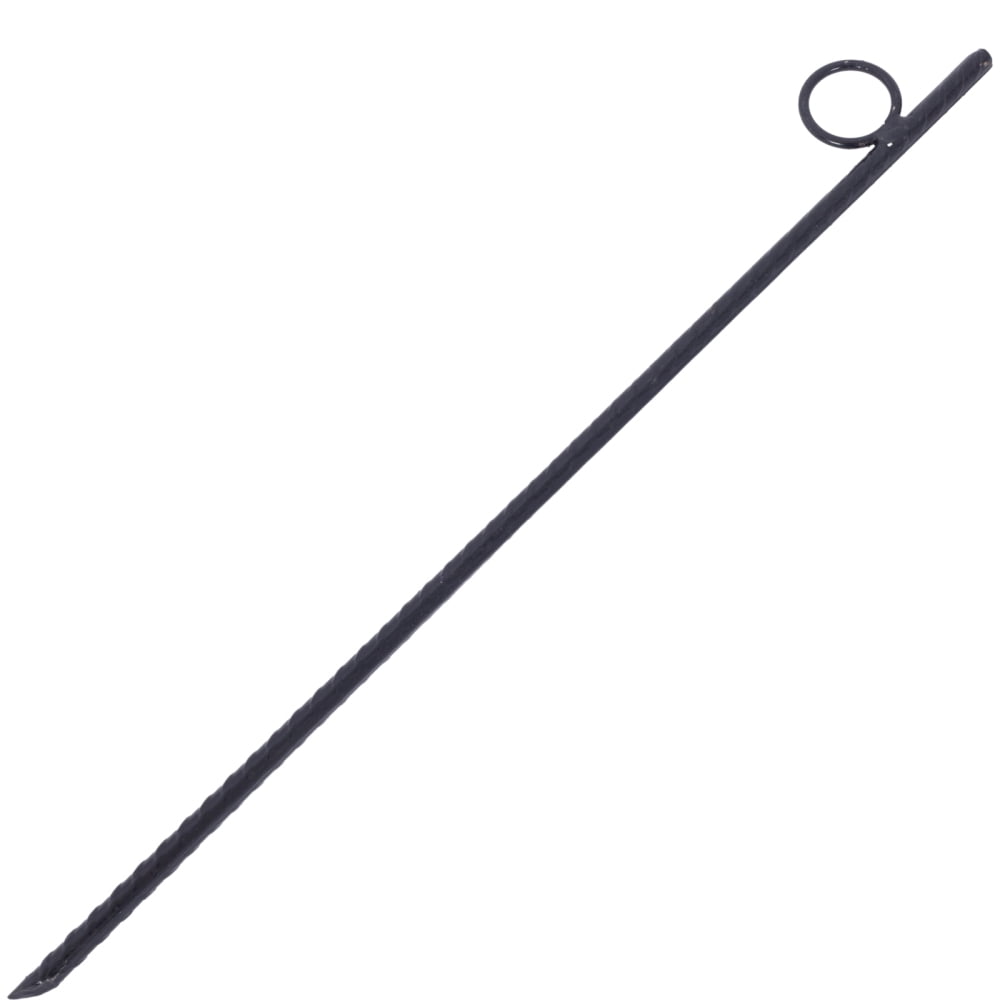 16 Pack 3/8 x 18 Inch Rebar Stakes with 1 Inch Loop Black Heavy Duty Steel Tent Canopy Ground Stakes Angled End Ribbed Grip Rebar Stakes for Camping Canopy Garden Securing