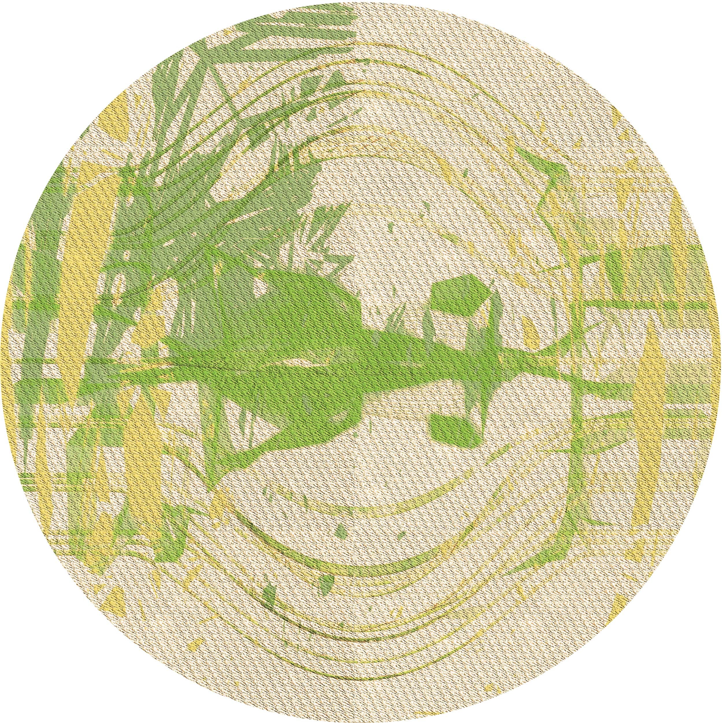 Ahgly Company Indoor Round Patterned Metallic Gold Area Rugs, 6' Round ...