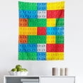 thumbnail image 1 of Cartoon Tapestry, Colorful Building Blocks Print Funny Vivid Playtime Themed, Fabric Wall Hanging Decor for Bedroom Living Room Dorm, 5 Sizes, Green and Blue, by Ambesonne, 1 of 1