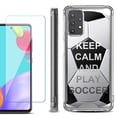 thumbnail image 1 of Shockproof Bumper Phone Case for Samsung Galaxy A52 5G, with Tempered Glass Screen Protector, by OneToughShield ® - Keep Calm Soccer, 1 of 3