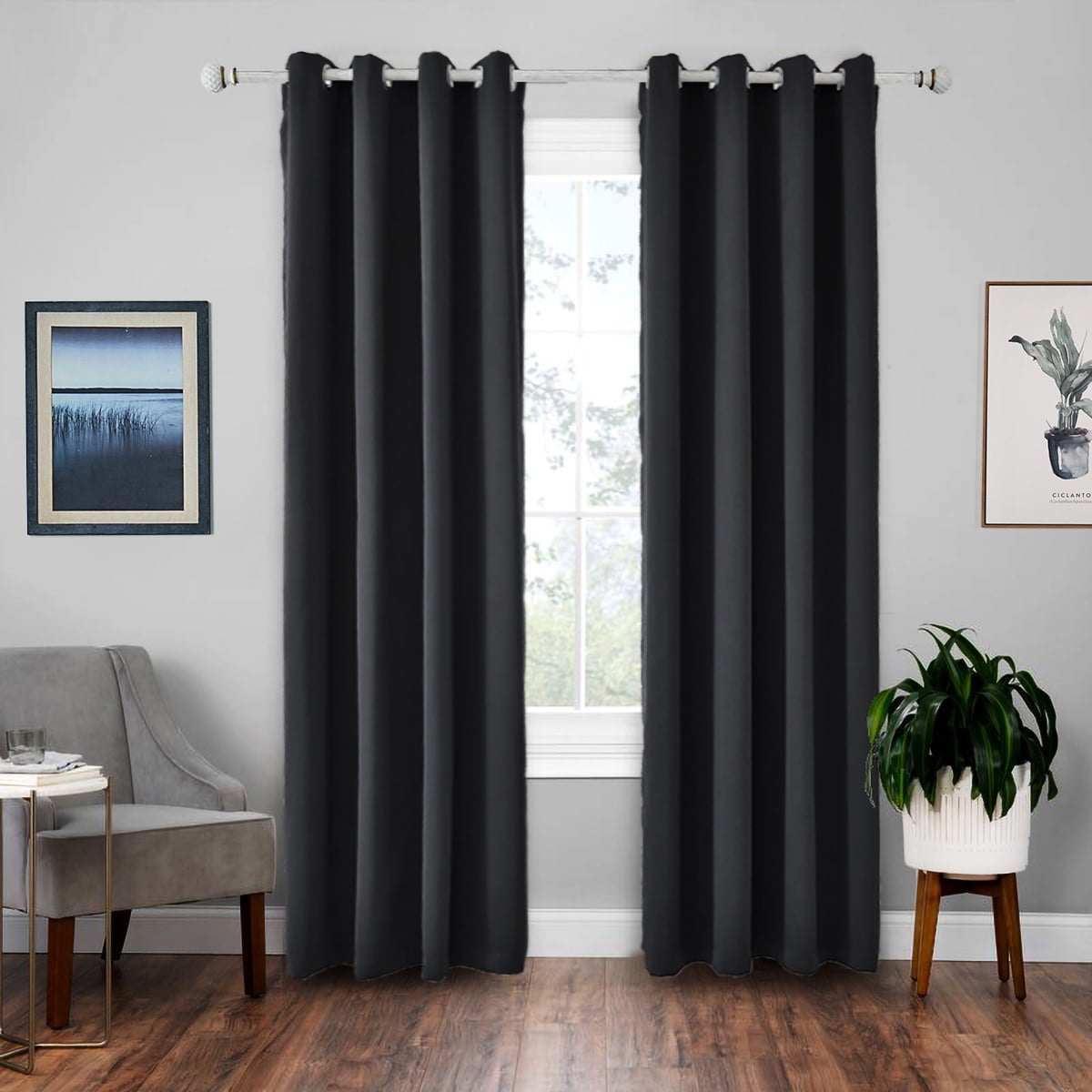 1 Panel Solid Color Blackout Window Curtains Panels for Bedroom Living Room 