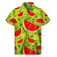 thumbnail image 3 of Camisas hawaianas con estampado completo de frutas y sandía para hombre, camisas casuales de manga corta con botones para playa, camisetas de vacaciones para hombre, 3 of 5