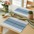 thumbnail image 6 of Blue Ombre Stripe Placemats for Dinning Table Set of 6, Farmhouse Striped Gradient Burlap Kitchen Place Mats Waterproof Cloth Table Mats, Indoor Outdoor Placemats Easy Clean Dinner Decor, 6 of 8