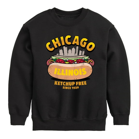Instant Message - Chicago Hot Dog Skyline  - Toddler & Youth Crewneck Fleece Sweatshirt