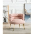 thumbnail image 2 of Modern Single Sofa Chair, Comfy Tufted Upholstered Accent Living Room Chair, Mid-Century Armchair with Golden Metal Legs, Leisure Lounge Chair with Curved Backrest for Living Room Bedroom, Pink, 2 of 7