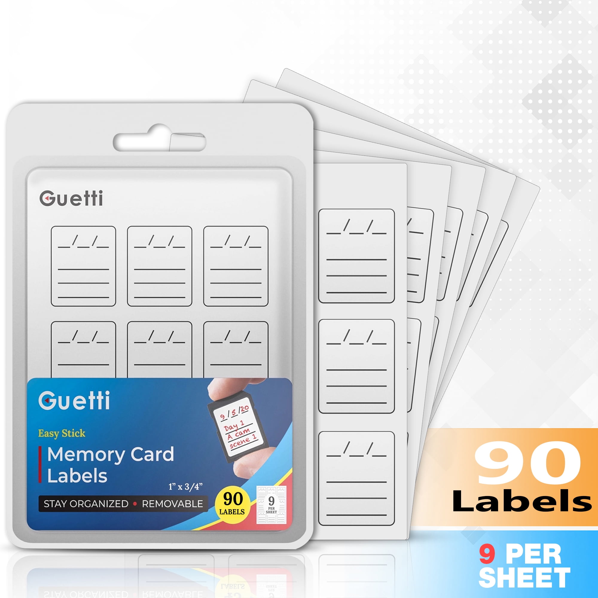 Memory Card Label Stickers - 90 Count - SD Memory Card Labels for  Videographers Photographers Film