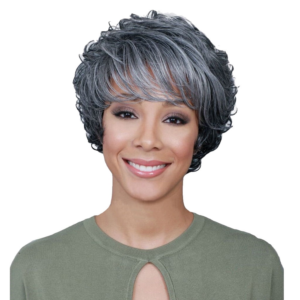UTOURS Human Hair Wigs For Women Black Color Natural Lace Hair Fashion Women's Sexy Full Bangs Wig Short Wig Curly Wig Stylin