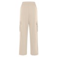 thumbnail image 4 of RYRJJ Women's Cargo Joggers Sweatpants Athletic Workout Running Baggy Lounge Pants Casual High Waisted Pnats with Pockets(Beige,M), 4 of 5