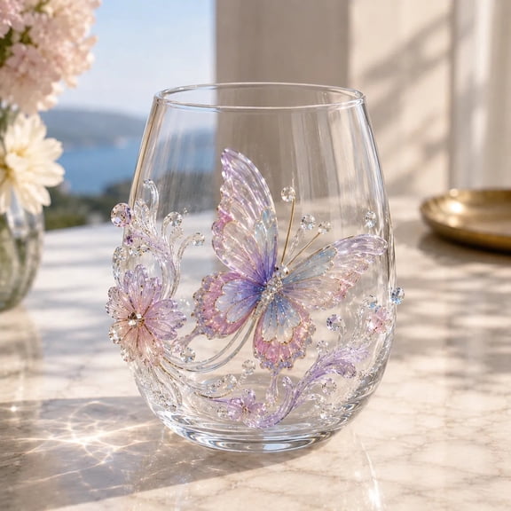 15oz Animal Themed Glass Cup, Nature Inspired Large Capacity Tumbler with Exquisite Details for Daily Drinks.