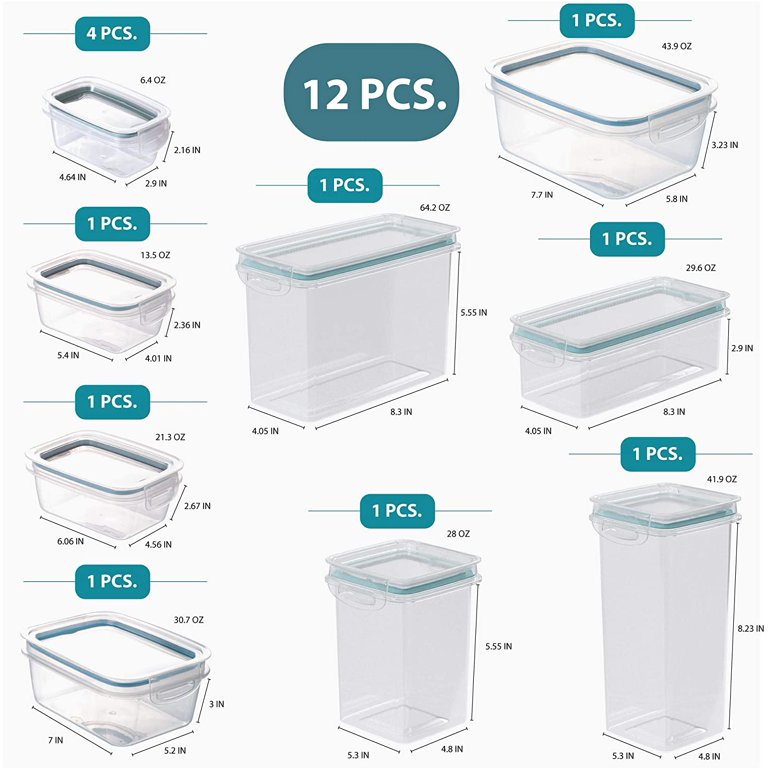 12pcs Food Storage Containers Set With Lids, Sealed Plastic