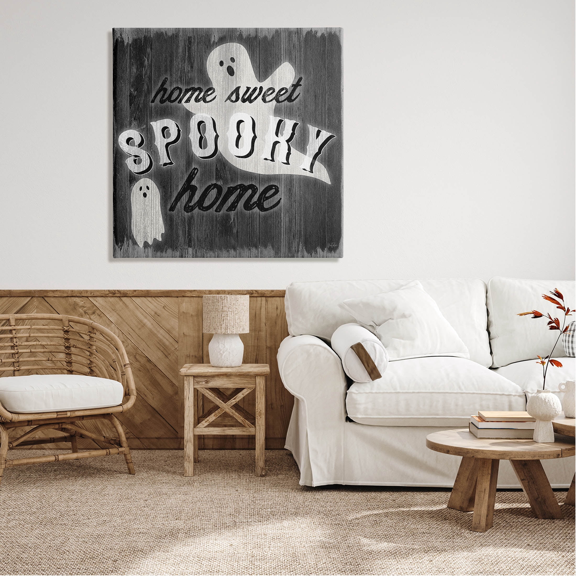 Stupell Industries Sweet Spooky Home Ghosts Sign Graphic Art Gallery Wrapped Canvas Print Wall Art, Design by Natalie Carpentieri