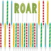 Roar Dinosaur Cake Topper and Thin Printed Candles (28 Pieces)