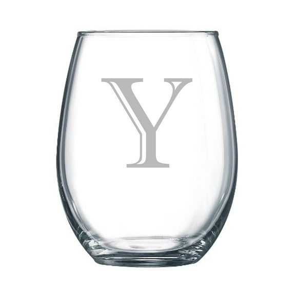 4-pc Luxe Shadow Personalized 15 oz Stemless Wine Glass, Letter Y