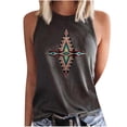 thumbnail image 1 of Birdeem Mode Femmes Imprimé Col Rond Sans Manches Chemises à Blocs Tunique T-Shirt Hauts, 1 of 4