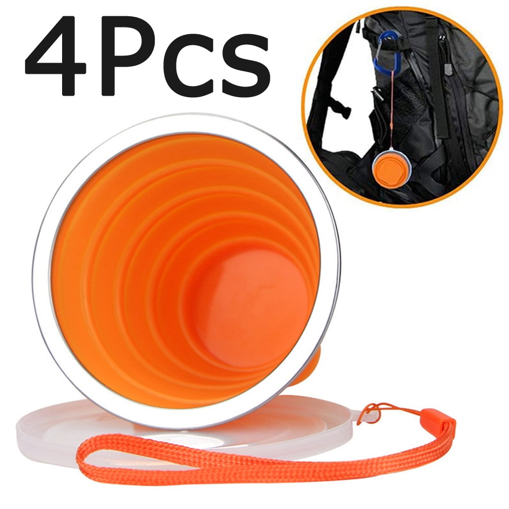 4pcs Silicone Collapsible Cup Folding Cup Portable Outdoor Travel Cup New