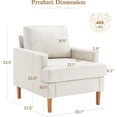 thumbnail image 2 of Techmilly Accent Chairs, Mid-Century Linen Fabric Armchair for Living Room, Modern Comfy Sofa Chair for Bedroom, Upholstered Reading Chairs for Reading Space, Wating Room - White, 2 of 9